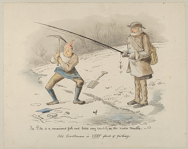 The Pike is a voracious fish and bites readily in the Winter m,  Poster Print Wall Art