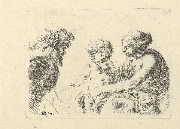Stefano della Bella :Plate 6: a woman at right holding her c-16x12"(A3) Poster