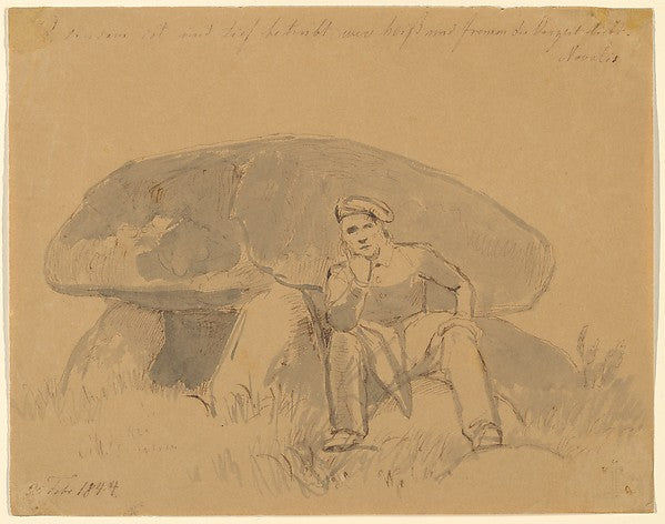 Johan Thomas Lundbye - The Artist Seated in Front of a Dolmen , Poster Print Wall Art