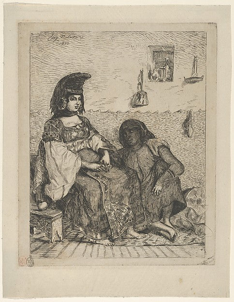 Algerian Jewess with Her Servant 1833-Eugène Delacroix,  Poster Print Wall Art