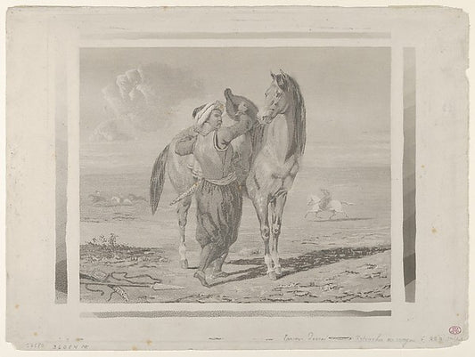 A Turk Saddling His Horse 1824-Eugène Delacroix,16x12"(A3) Poster