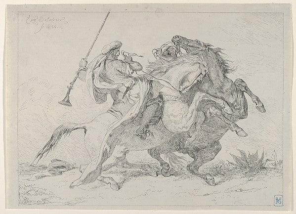 Collision of Moorish Horsemen 1834-After Eugène Delacroix, Etc,  Poster Print Wall Art