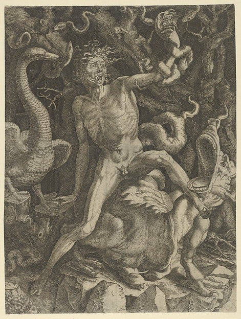 Giovanni Jacopo Caraglio ), After Rosso Fiorentino:Fury pers-16x12"(A3) Poster