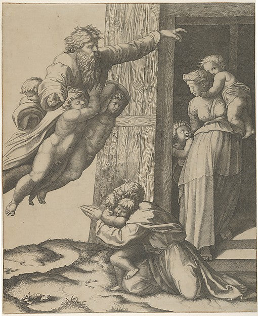 God carried by angels  appearing to Noah and his family  after,16x12"(A3) Poster