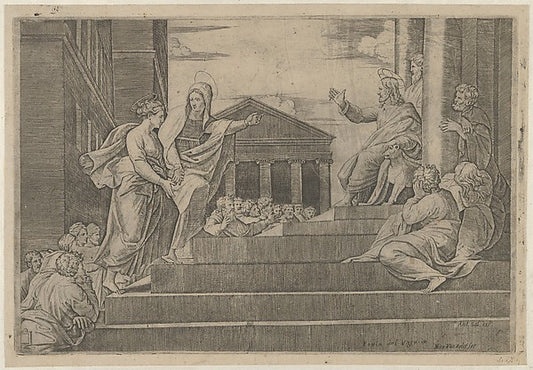 Martha leading Mary Magdalene up a flight of stairs to Christ,16x12"(A3) Poster