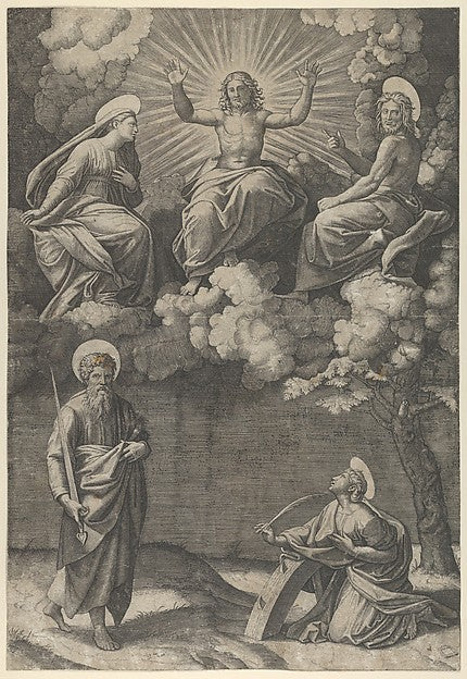 Christ flanked by the Virgin and St. John in the upper section,16x12"(A3) Poster