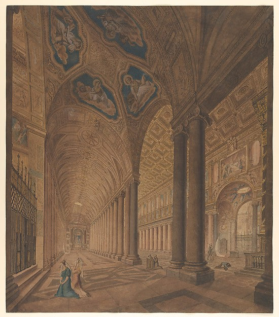 Anton Hallmann:Interior View of the Basilica of Santa Maria -16x12"(A3) Poster