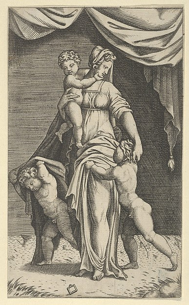 Charity personified by  a woman with three children c1520–40-A,16x12"(A3) Poster