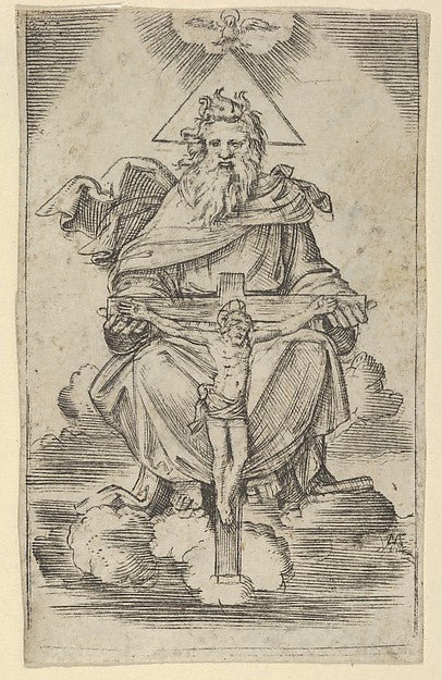 The Holy Trinity c1500–1527-Marcantonio Raimondi  c1480–before,16x12"(A3) Poster
