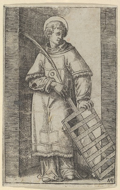 Saint Vincent  left hand resting on a grill  from the series ',  Poster Print