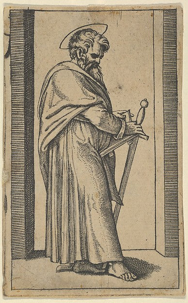 Saint Paul holding a book and a sword facing right c1500–1540,  Poster Print