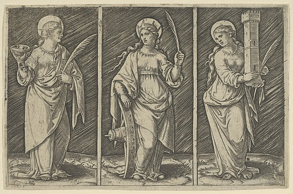 Saint Barbara   Saint Catherine    Saint Lucy  c1500–1527-Marc,16x12"(A3) Poster