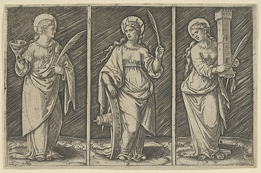Saint Barbara   Saint Catherine    Saint Lucy  c1500–1527-Marc,16x12"(A3) Poster