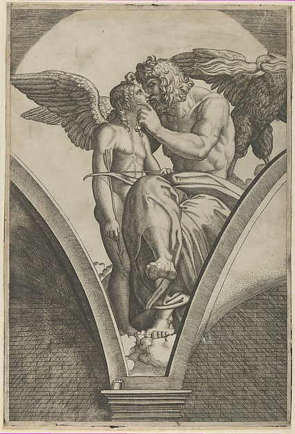 Jupiter embracing Cupid after Raphael's fresco in the Chigi Ga,16x12"(A3) Poster