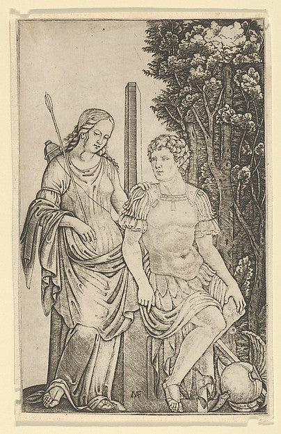 Venus standing at left resting her hand on the shoulder of Aen,16x12"(A3) Poster