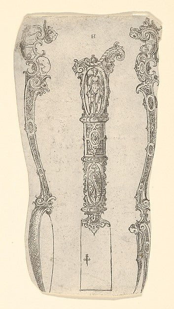 Erasmus Hornick - Design for a Knife Spoon and Fork 1560–70, Poster Print Wall Art