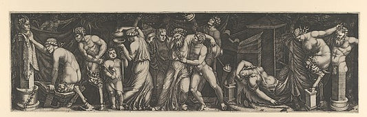A Bacchanal  Silenus supported by two bacchants in the centre,16x12"(A3)Poster