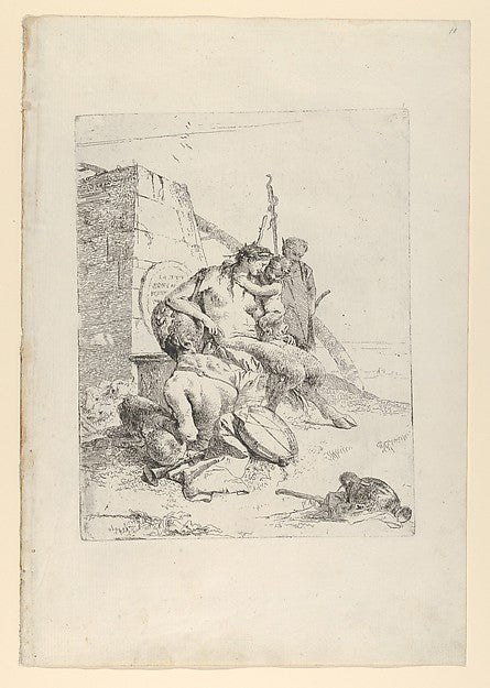 Satyr Family with the Obelisk  from the Scherzi c1743–50-Giova,  Poster Print Wall Art