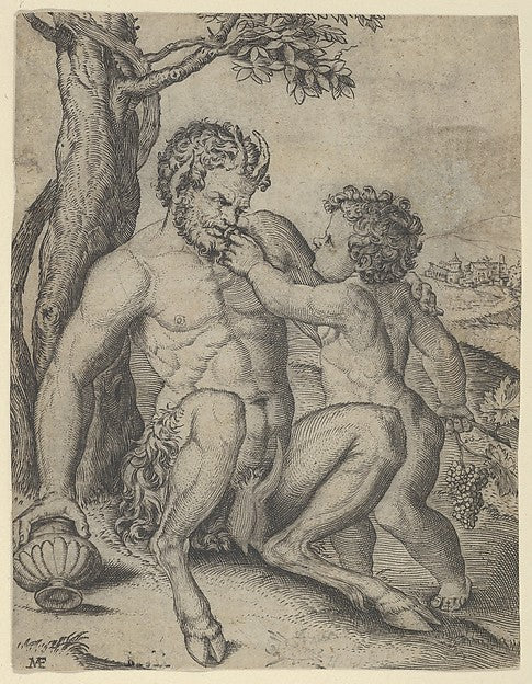 Satyr and Child c1515–16-Marcantonio Raimondi  c1480–before 15,16x12