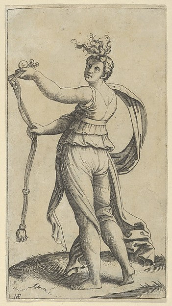 A woman representing Temperance holding a bit facing left c151,  Poster Print