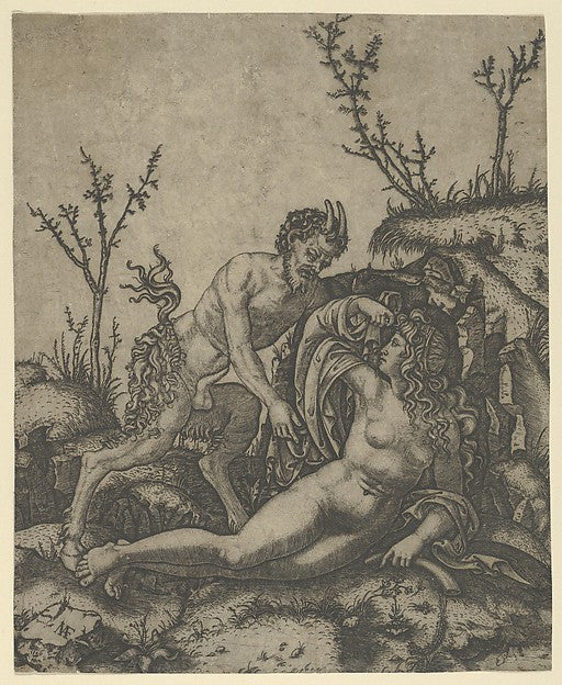 Satyr and Nymph c1500–1534-Marcantonio Raimondi  c1480–before,16x12"(A3) Poster