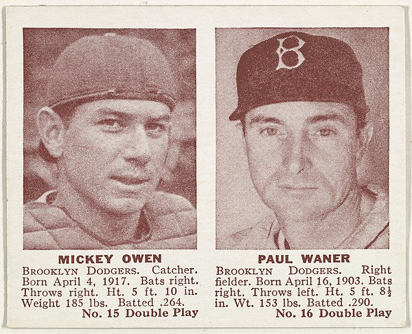 :Mickey Owen Paul Waner-16x12"(A3) Poster