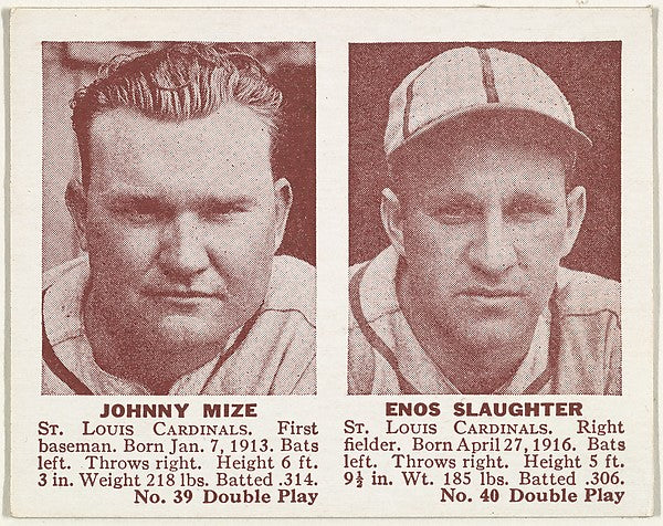 :Johnny Mize Enos Slaughter-16x12"(A3) Poster