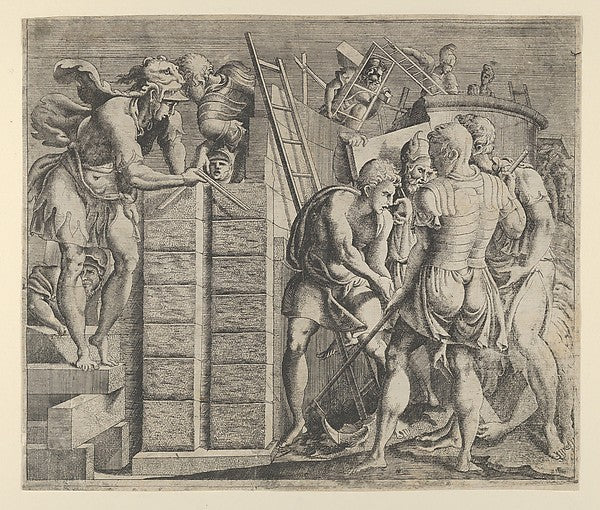 Cadmus Building Thebes c1542–45-Anonymous,French,School of F,  Poster Print Wall Art