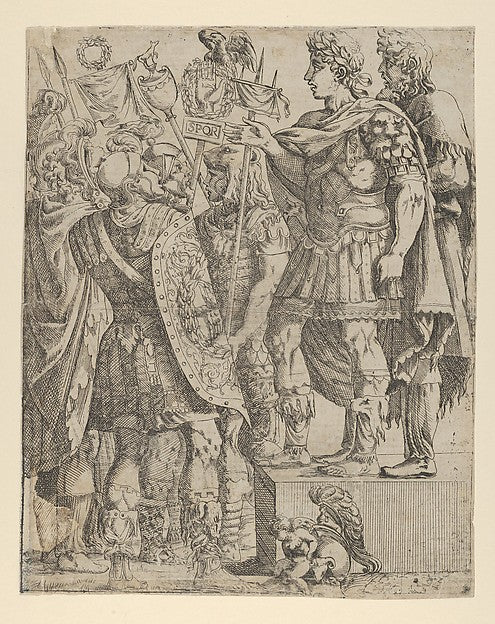 Emperor addressing his Soldiers c1542–45-Antonio Fantuzzi,16x12