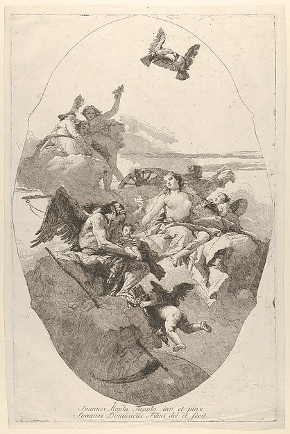 Venus entrusting Cupid to Time after 1758-Giovanni Domenico Ti,  Poster Print Wall Art
