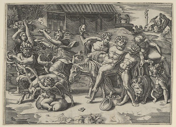 The procession of Silenus who is carried on an ass preceeded b,  Poster Print