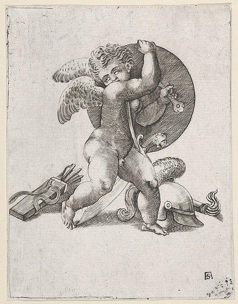 Cupid with Weapons of Mars c1547–62-Adamo  Scultori,  Poster Print Wall Art