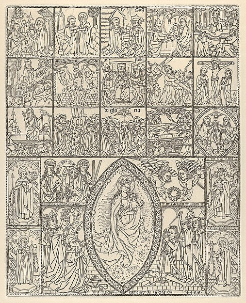 Francisco Doménech :The Fifteen Mysteries and the Virgin of -16x12"(A3) Poster
