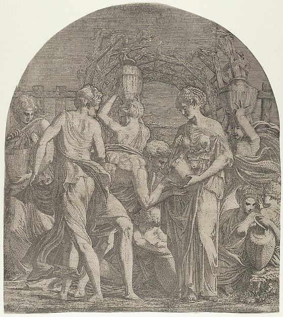 Rebecca and Eliezer at the Well c1542–45-Léon Davent, After Fr,  Poster Print Wall Art