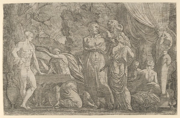 Hercules Being Dressed as a Woman 1540–56-Léon Davent, after F,  Poster Print Wall Art