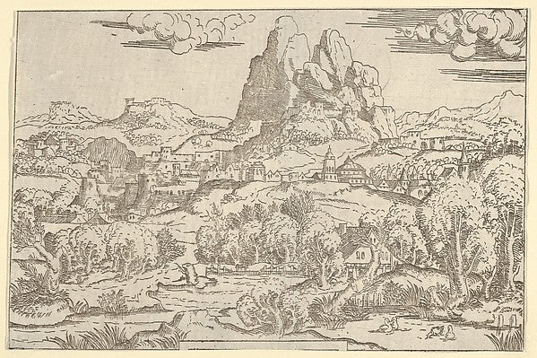 Landscape from "Venus Pushing Cupid" frame 1540–45-Antonio Fan,  Poster Print Wall Art