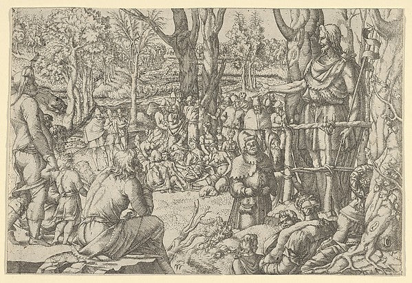 St. John Preaching in the Desert 1535–55-Jean Mignon, after Lu,  Poster Print Wall Art