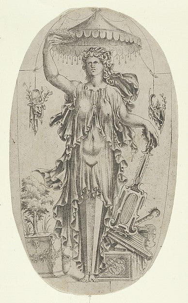 Term in the Form of a Woman with Musical Instrument 1535–55-Je,  Poster Print Wall Art