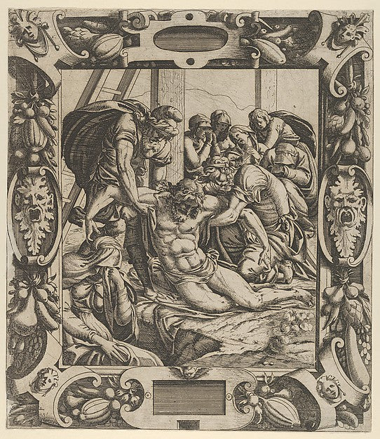 Deposition of the Cross c1544-Jean Mignon, After Luca Penni,  Poster Print Wall Art
