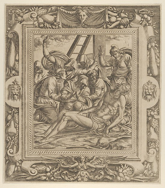 The Lamentation over Christ 1535–55-Jean Mignon, After Luca Pe,  Poster Print Wall Art