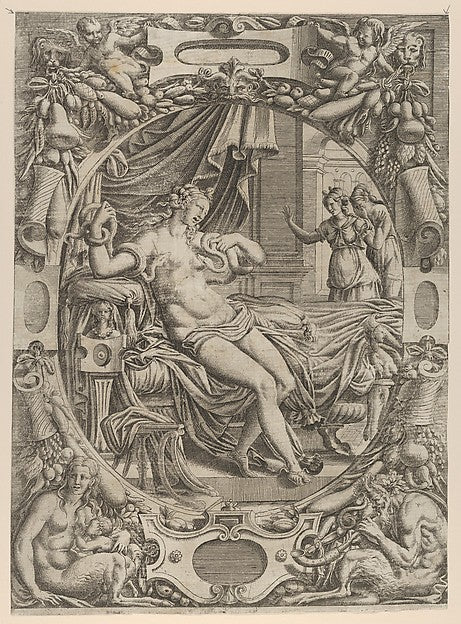 Cleopatra Bitten By an Asp 1535–55-Jean Mignon, After Luca Pen,  Poster Print Wall Art