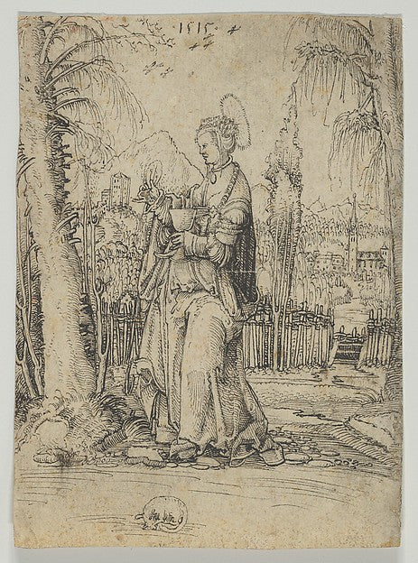 Saint Barbara in a Landscape 1515-Anonymous, Swiss, 16th cent,16x12"(A3) Poster