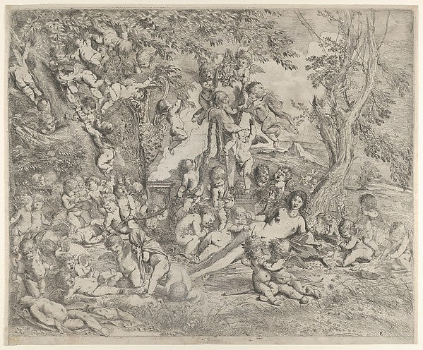 The Garden of Venus who reclines in the centre before a term o,  Poster Print Wall Art