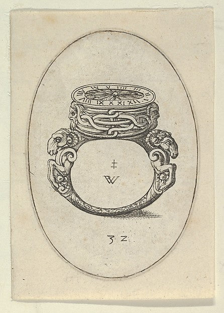 Design for a Ring Watch  from Livre d'Aneaux d'Orfevrerie 1561,  Poster Print Wall Art