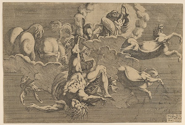The Fall of Phaeton 1545-Antonio Fantuzzi, After Francesco Pri,  Poster Print Wall Art