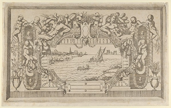 Landscape with Ornamental Frame c1543-Antonio Fantuzzi, Style,  Poster Print Wall Art