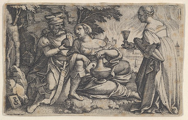 Georg Pencz:Lot and His Daughters -16x12"(A3) Poster