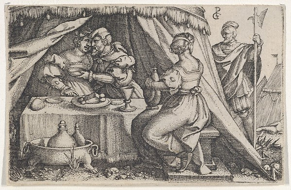 Georg Pencz:Judith and Holofernes Dining -16x12"(A3) Poster