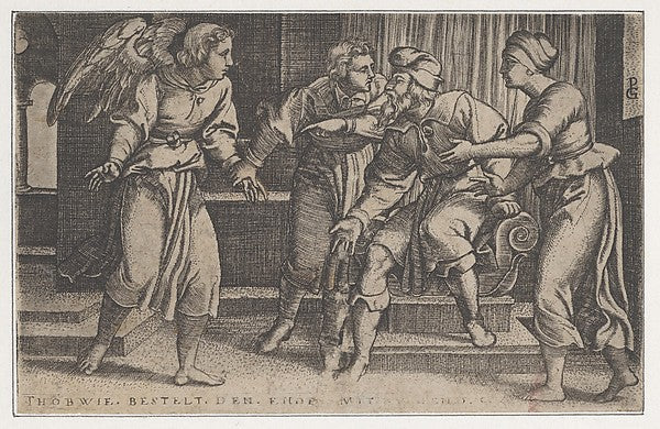 Georg Pencz:Tobias and the Archangel Raphael from The Story -16x12"(A3) Poster