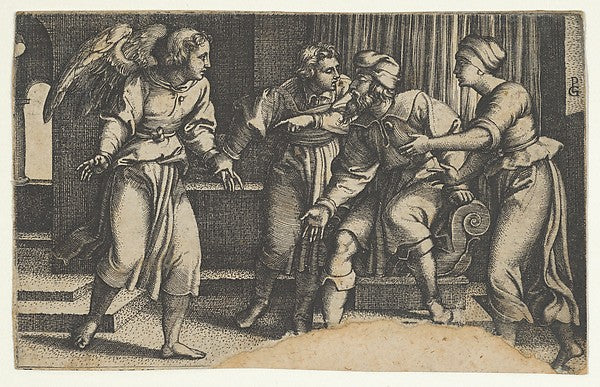 Tobias and the Archangel Raphael  from The Story of Tobias 154,  Poster Print Wall Art
